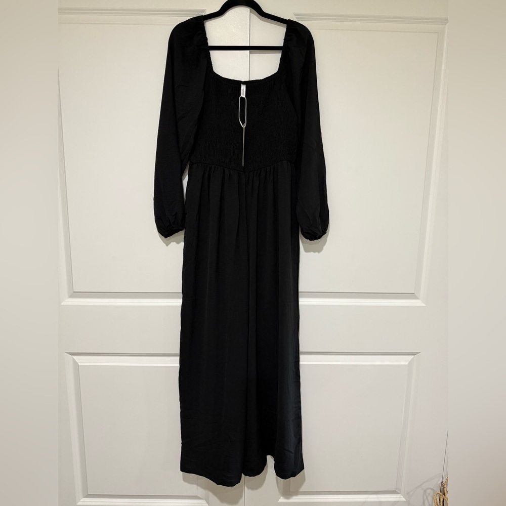 One Piece Long Sleeve Wide Leg Long Pant Jumpsuit Pant Romper With Pockets - Picture 4 of 6